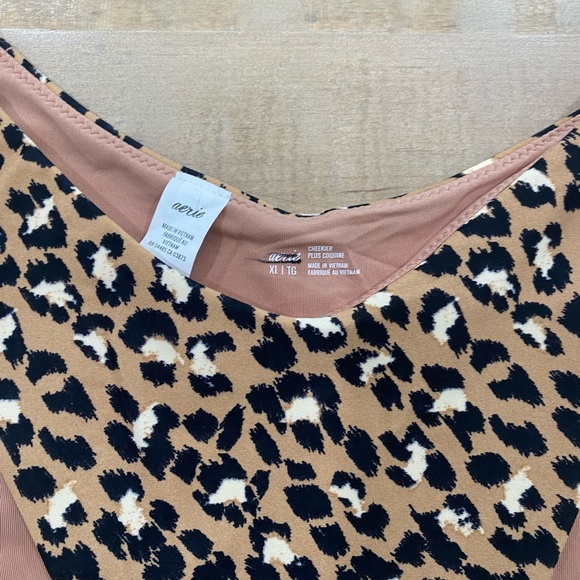 Aerie Leopard Super High Cut Cheekier Plus Coquine bikini swim bottom XL - Picture 3 of 7